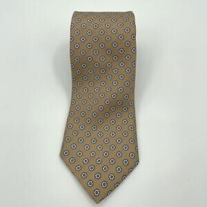 BROOKS BROTHERS Silk Tie Small Flower Print Neutral 60 x 3.25 inch